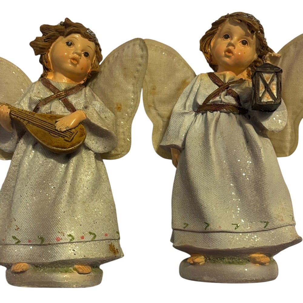 Angels White and Brown Angel Figurines